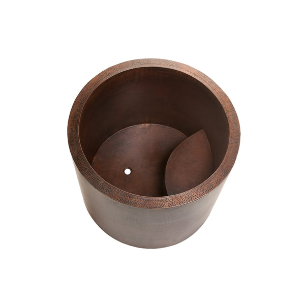 Premier Copper Products Japanese Style Soaker Hammered Copper Bathtub, BTR45DB