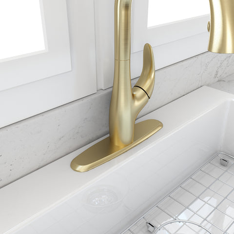 BOCCHI Traditional Kitchen Faucet Deck Plate Oval Brushed Gold, 2180 0004 BG