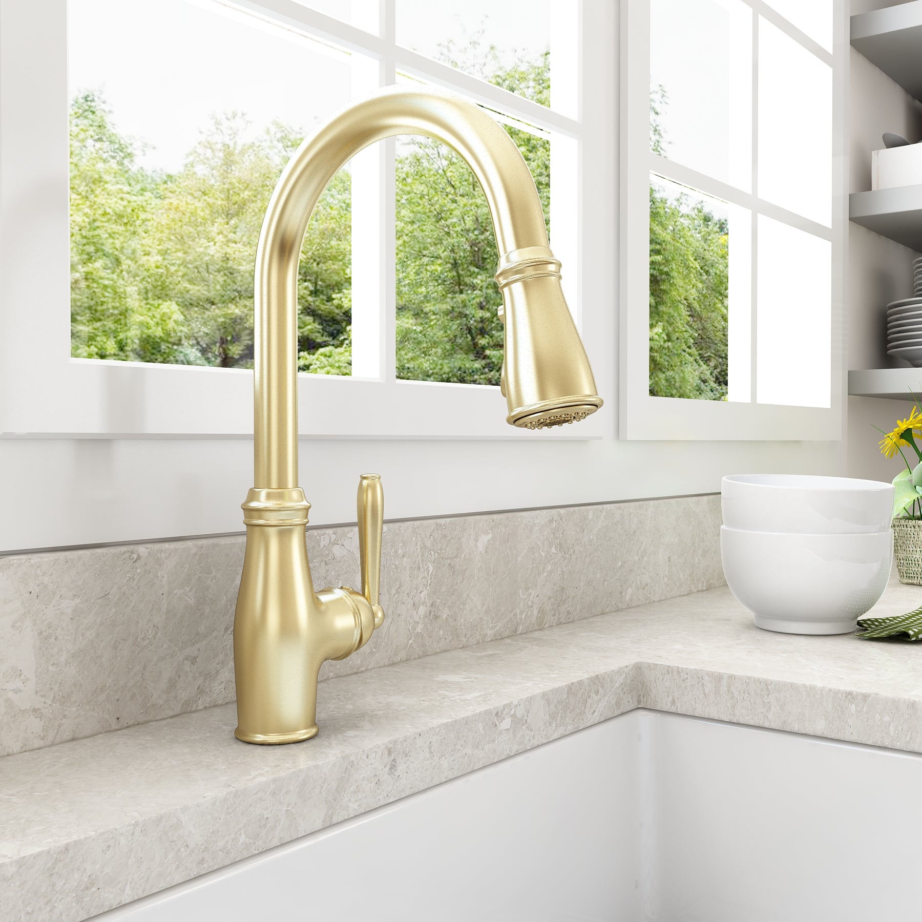 BOCCHI Belsena 1.75 GPM Brass Kitchen Faucet, Traditional, Brushed Gold, 2023 0001 BG