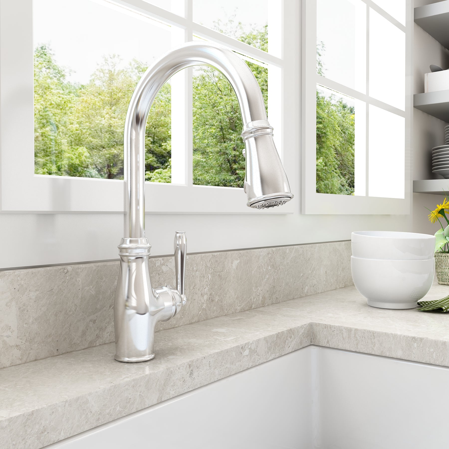BOCCHI Belsena 1.75 GPM Brass Kitchen Faucet, Traditional, Stainless Steel, 2023 0001 SS
