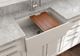 BOCCHI Contempo 27" Fireclay Workstation Farmhouse Sink Kit with Accessories, Biscuit, 1628-014-0120