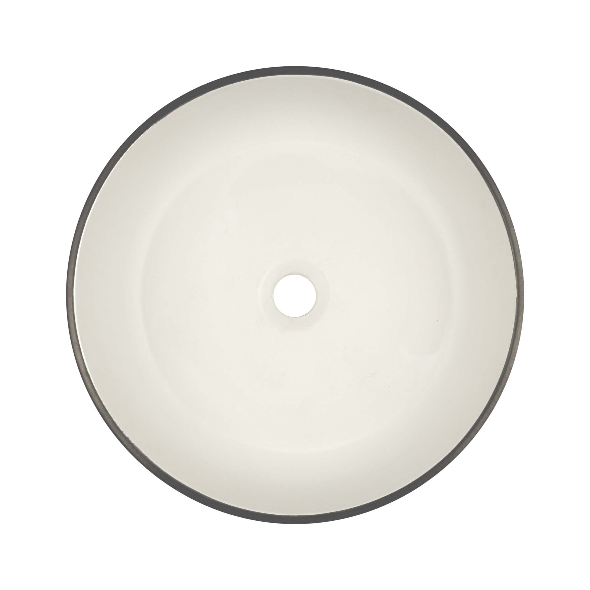 Native Trails Bliss 16" x 16" Round Vessel Fireclay Bathroom Sink, Gunmetal/White, PML1616-MW