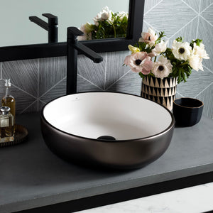 Alternate Image for Native Trails Bliss 16" x 16" Round Vessel Fireclay Bathroom Sink, Gunmetal/White, PML1616-MW
