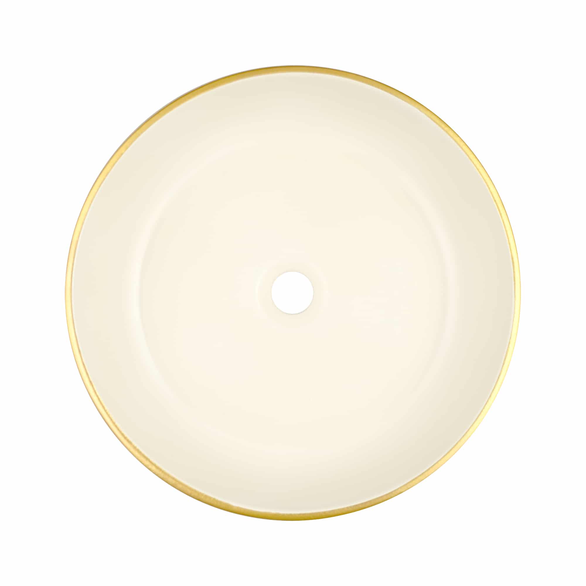 Native Trails Bliss 16" x 16" Round Vessel Fireclay Bathroom Sink, Matte Gold/White, PML1616-GW