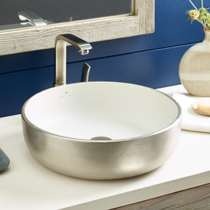 Alternate Image for Native Trails Bliss 16" x 16" Round Vessel Fireclay Bathroom Sink, Silver/White, PML1616-SW