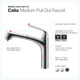 Houzer Calia Pull Out Kitchen Faucet with CeraDox Technology Polished Chrome, CALPO-561-PC - The Sink Boutique
