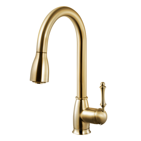 Houzer Camden Pull Down Kitchen Faucet Brushed Brass, CAMPD-368-BB