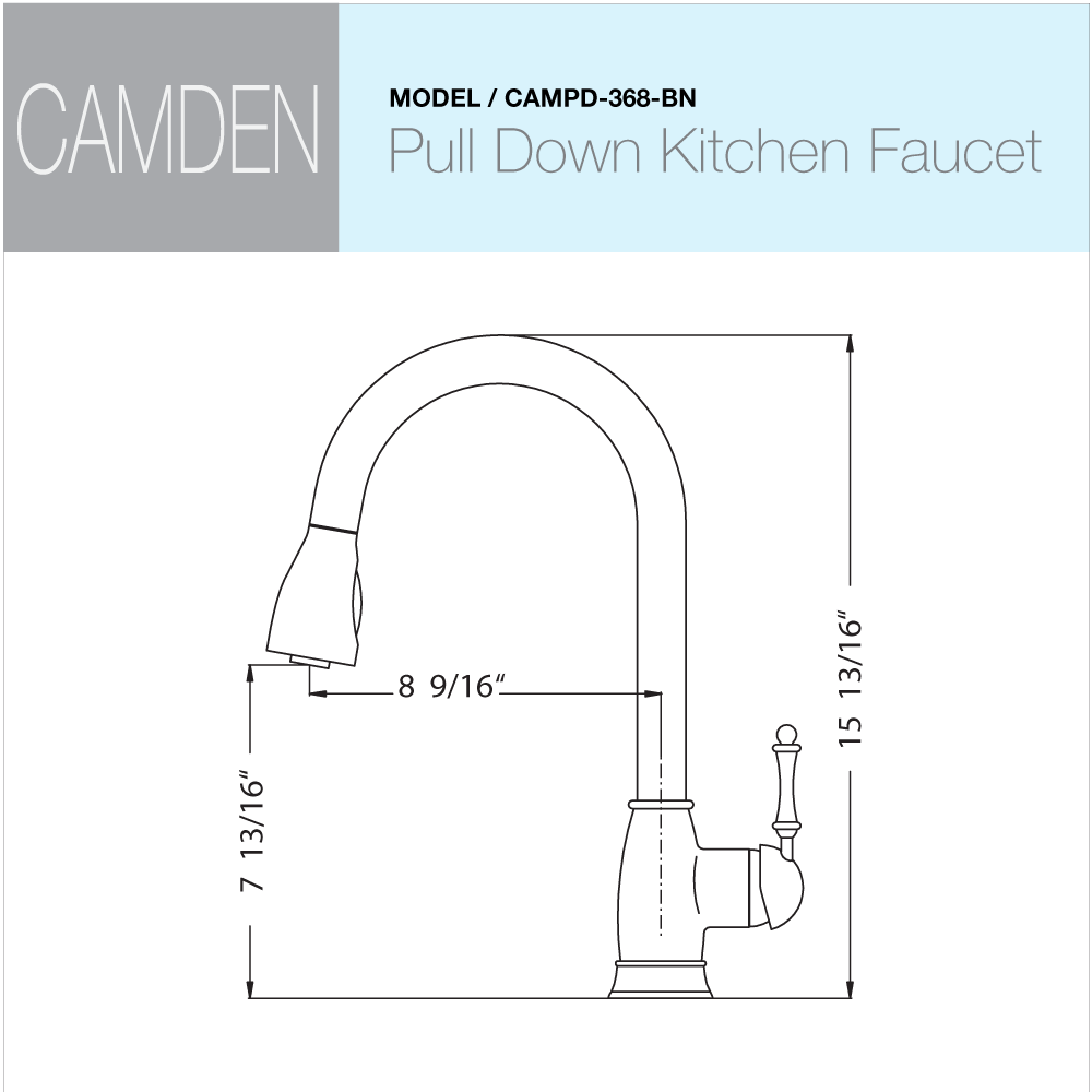 Houzer Camden Pull Down Kitchen Faucet Brushed Nickel, CAMPD-368-BN - The Sink Boutique