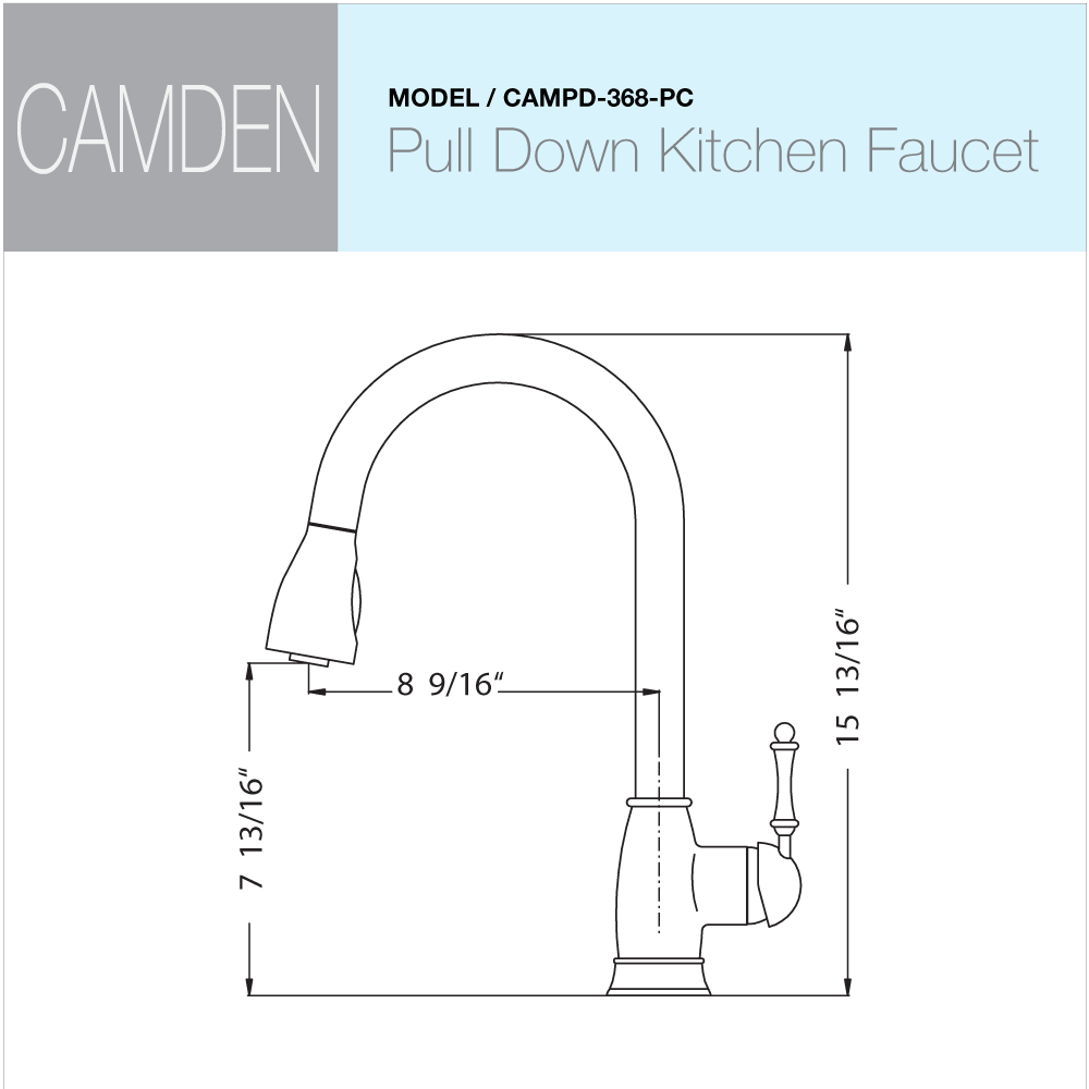 Houzer Camden Pull Down Kitchen Faucet with CeraDox Technology Polished Chrome, CAMPD-368-PC - The Sink Boutique