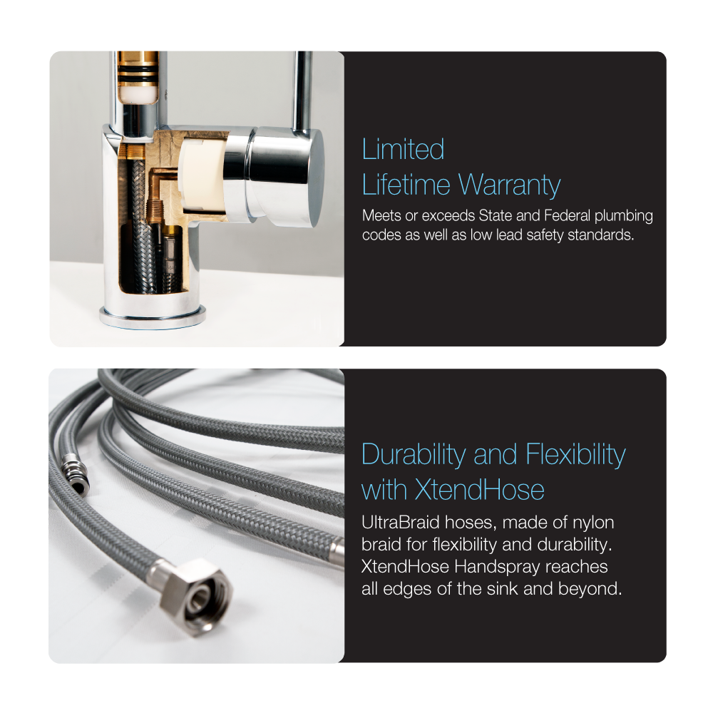 Houzer Camden Pull Down Kitchen Faucet with CeraDox Technology Polished Chrome, CAMPD-368-PC - The Sink Boutique