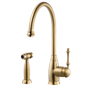 Alternate Image for Houzer Charlotte Solid Brass Kitchen Faucet with Sidespray Brushed Brass, CHASS-682-BB