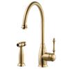 Houzer Charlotte Solid Brass Kitchen Faucet with Sidespray Brushed Brass, CHASS-682-BB