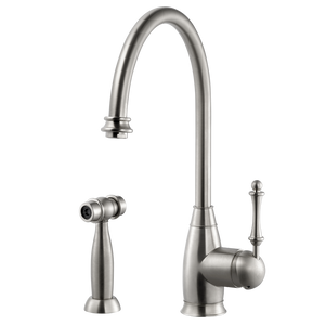 Alternate Image for Houzer Charlotte Solid Brass Kitchen Faucet with Sidespray Brushed Nickel, CHASS-682-BN