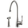 Houzer Charlotte Solid Brass Kitchen Faucet with Sidespray Brushed Nickel, CHASS-682-BN