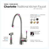 Houzer Charlotte Solid Brass Kitchen Faucet with Sidespray Brushed Nickel, CHASS-682-BN - The Sink Boutique