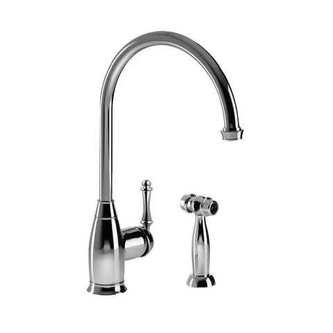 Houzer Charlotte Traditional Solid Brass Kitchen Faucet with Sidespray Polished Chrome, CHASS-682-PC