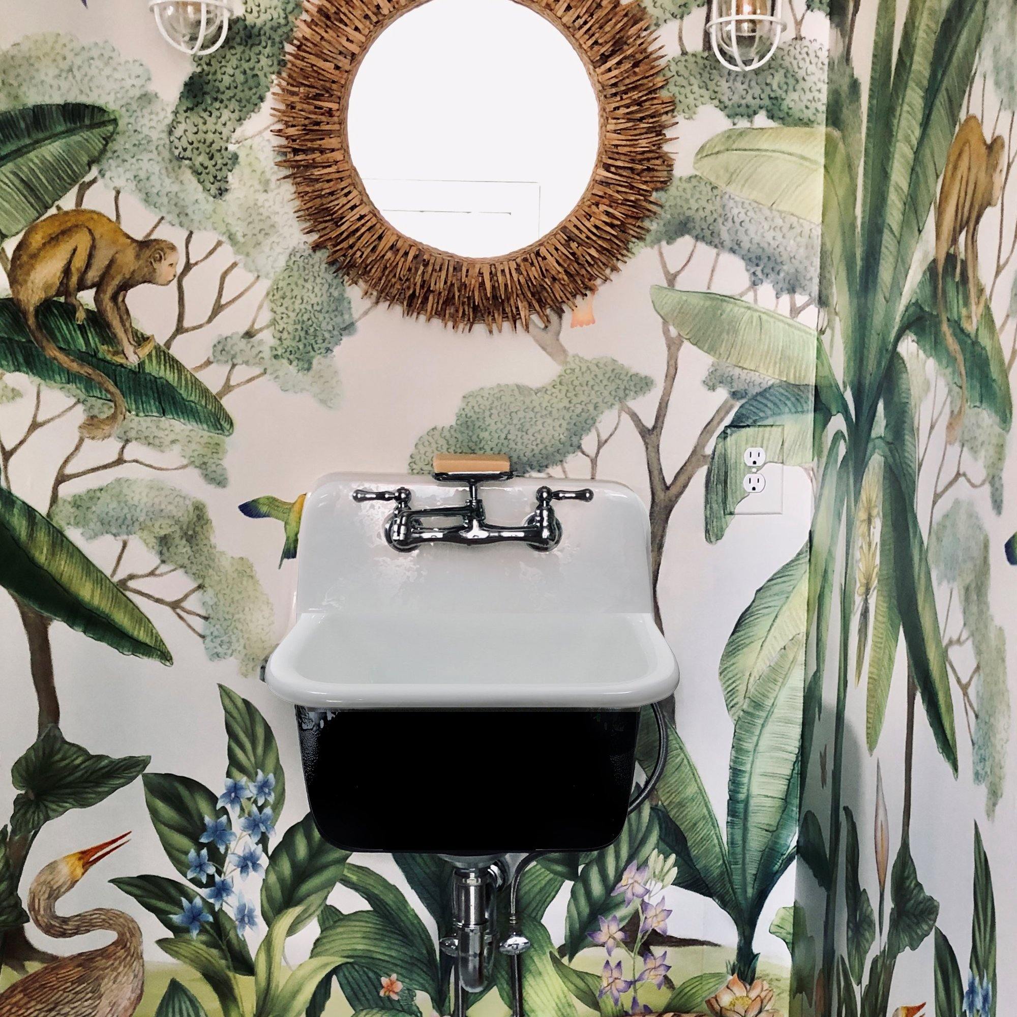Nantucket Sinks Anchor 22" Wallmount Cast Iron Utility Sink, White/Black, CI-2218WNRG