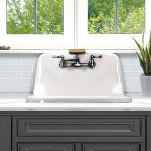Alternate Image for Nantucket Sinks Anchor 22" Wallmount Cast Iron Utility Sink, White/Black, CI-2218WNRG