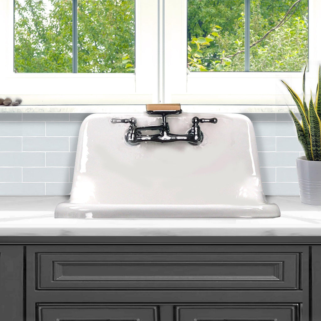 Nantucket Sinks Anchor 22" Wallmount Cast Iron Utility Sink, White/Bla