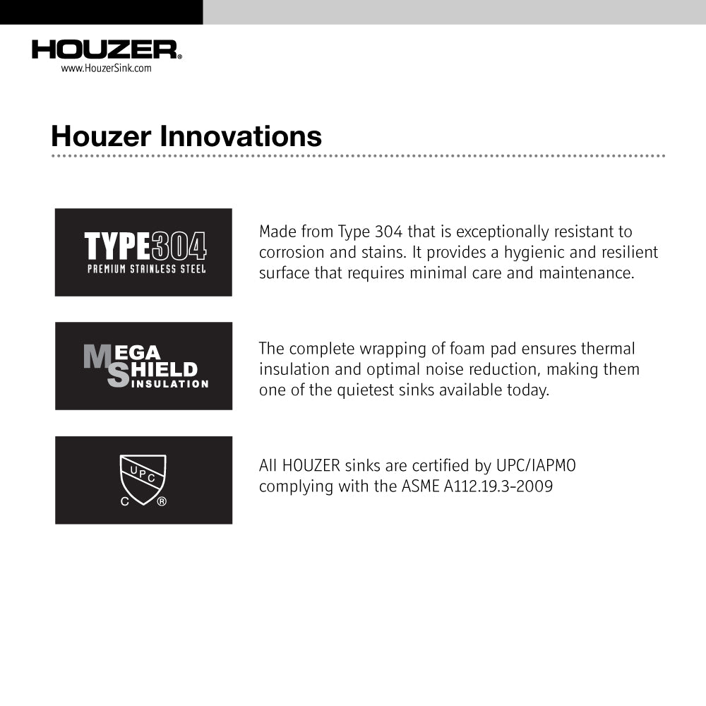 Houzer Savior 14" Undermount Plastic Kitchen Sink, CNB-1200