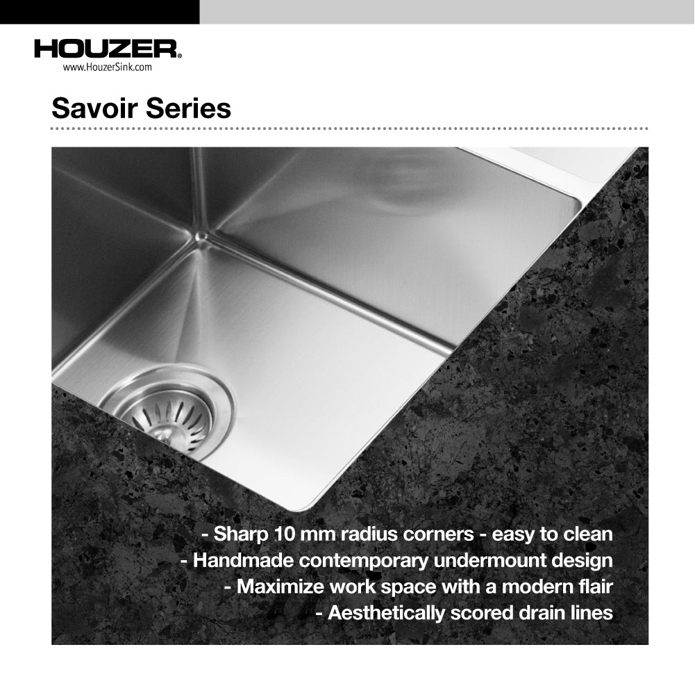 Houzer Savior 18" Undermount Stainless Steel Kitchen Sink, 18 Gauge, CNG-3200