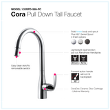 Houzer Cora Pull Down Kitchen Faucet with CeraDox Technology Polished Chrome, CORPD-569-PC - The Sink Boutique