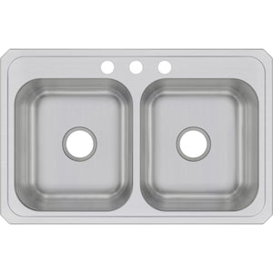 Alternate Image for Elkay Celebrity 33" Stainless Steel Kitchen Sink, 50/50 Double Bowl, 20 Gauge, Brushed Satin, 3 Faucet Hole, CR33213