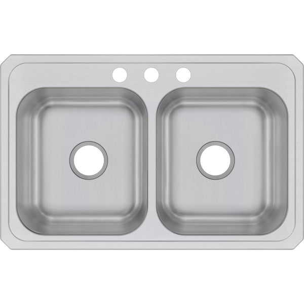 Elkay Celebrity 33" Stainless Steel Kitchen Sink, 50/50 Double Bowl, Brushed Satin, CR33213
