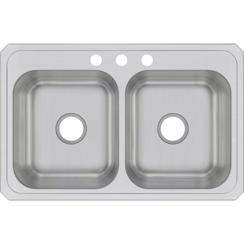 Elkay Celebrity 33" Stainless Steel Kitchen Sink, 50/50 Double Bowl, Brushed Satin, CR33213