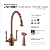 Houzer Charleston Two Handle Kitchen Faucet with Sidespray Antique Copper, CRLSS-650-AC - The Sink Boutique