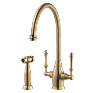 Alternate Image for Houzer Charleston Two Handle Kitchen Faucet with Sidespray Brushed Brass, CRLSS-650-BB