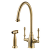 Houzer Charleston Two Handle Kitchen Faucet with Sidespray Brushed Brass, CRLSS-650-BB