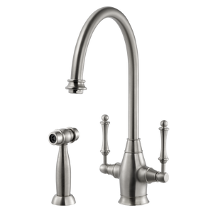 Alternate Image for Houzer Charleston Two Handle Kitchen Faucet with Sidespray Brushed Nickel, CRLSS-650-BN
