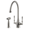 Houzer Charleston Two Handle Kitchen Faucet with Sidespray Brushed Nickel, CRLSS-650-BN