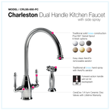 Houzer Charleston Two Handle Kitchen Faucet with Sidespray Polished Chrome, CRLSS-650-PC - The Sink Boutique