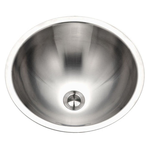Houzer 17" Stainless Steel Undermount Bathroom Sink, Round, with Overflow Hole, CRO-1620-1