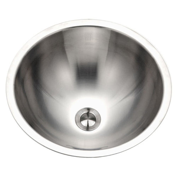 Houzer 17" Stainless Steel Topmount Bathroom Sink, Round, with Overflow Hole, CRTO-1620-1