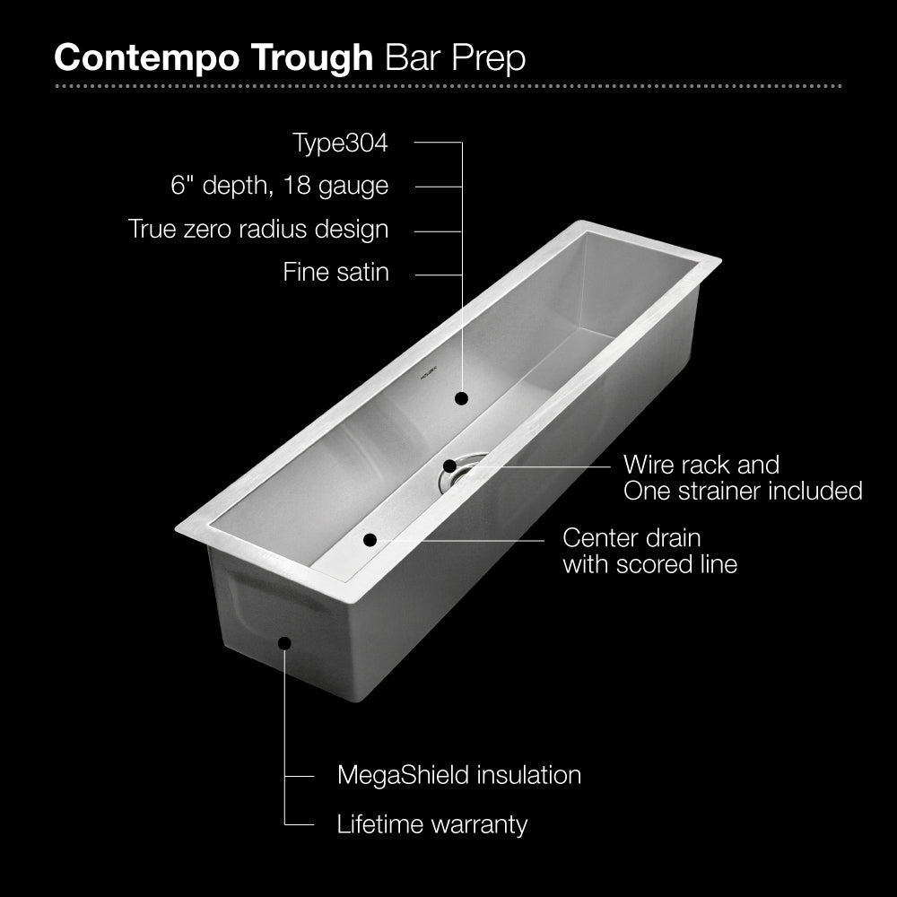 Houzer 32" Stainless Steel Undermount Bar/Prep Sink, Rectangle, CTB-3285 - The Sink Boutique