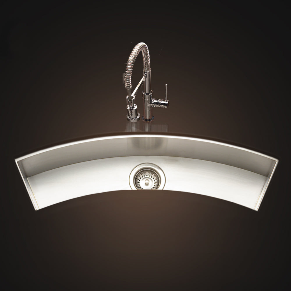 Houzer 33" Stainless Steel Undermount Bar/Prep Sink, Curved, CTC-3312 - The Sink Boutique