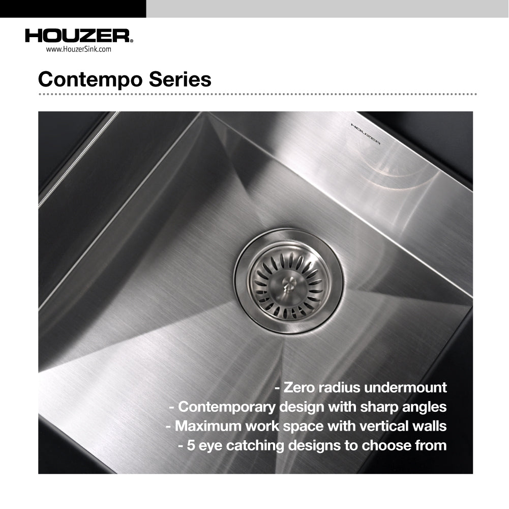 Houzer 33" Stainless Steel Undermount 70/30 Double Bowl Kitchen Sink, CTO-3370SL - The Sink Boutique