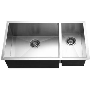 Alternate Image for Houzer 33" Stainless Steel Undermount 70/30 Double Bowl Kitchen Sink, 18 Gauge, CTO-3370SR