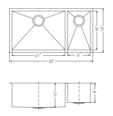 Houzer 33" Stainless Steel Undermount 70/30 Double Bowl Kitchen Sink, CTO-3370SL - The Sink Boutique