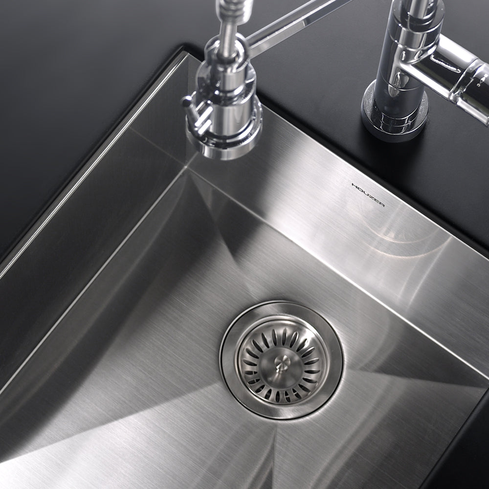 Houzer 17" Stainless Steel Undermount Zero Radius Prep Sink Bar Sink, CTR-1700 - The Sink Boutique