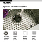Houzer 17" Stainless Steel Undermount Zero Radius Prep Sink Bar Sink, CTR-1700 - The Sink Boutique