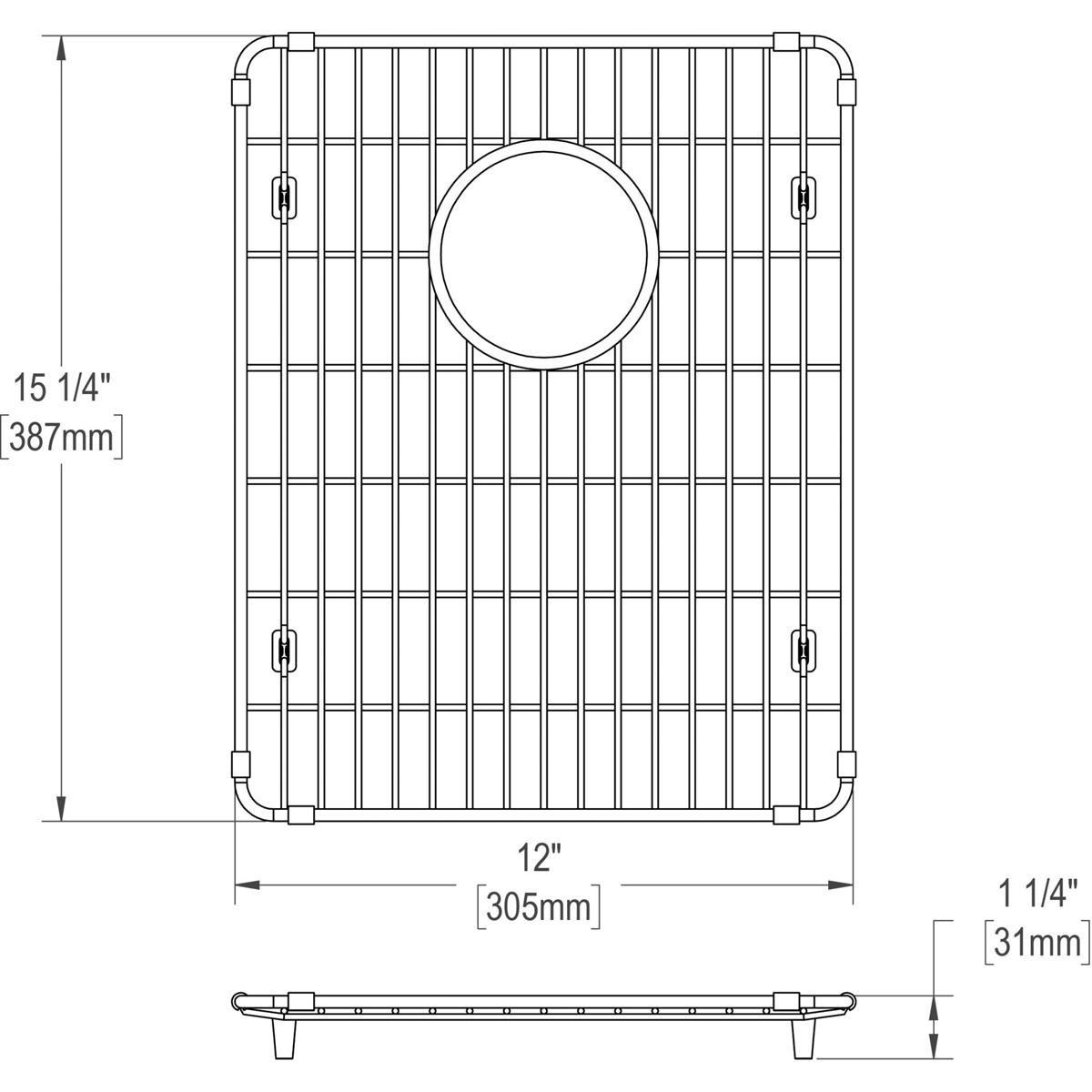 Elkay CTXBG1216 Crosstown Stainless Steel 12" x 15-1/4" x 1-1/4" Bottom Grid - The Sink Boutique