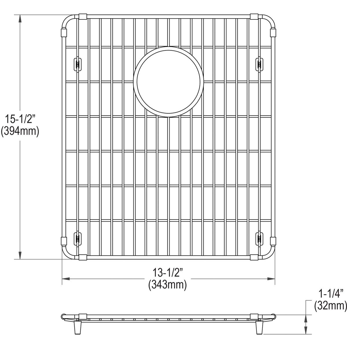 Elkay CTXBG1315 Crosstown Stainless Steel 13-1/2" x 15-1/2" x 1-1/4" Bottom Grid - The Sink Boutique