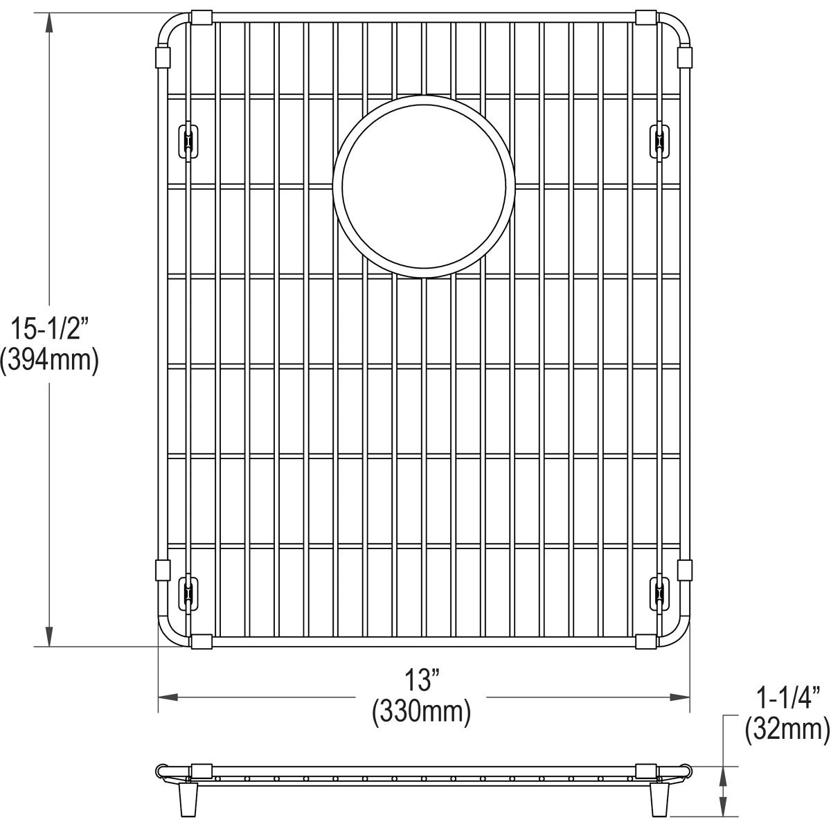 Elkay CTXBG1316 Crosstown Stainless Steel 13" x 15-1/2" x 1-1/4" Bottom Grid - The Sink Boutique