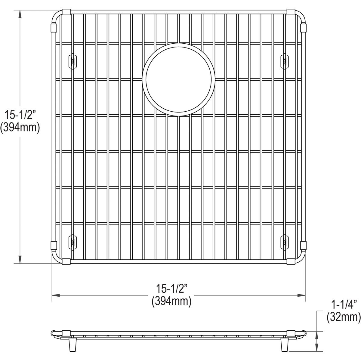 Elkay CTXBG1515 Crosstown Stainless Steel 15-1/2" x 15-1/2" x 1-1/4" Bottom Grid - The Sink Boutique