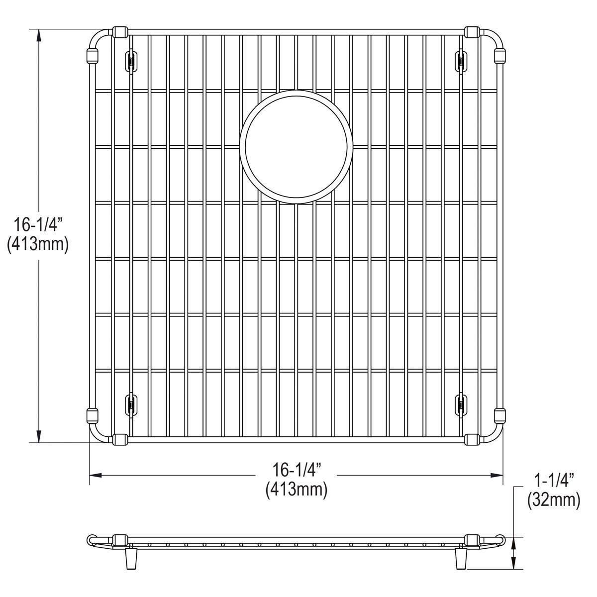 Elkay CTXBG1616 Crosstown Stainless Steel 16-1/4" x 16-1/4" x 1-1/4" Bottom Grid - The Sink Boutique