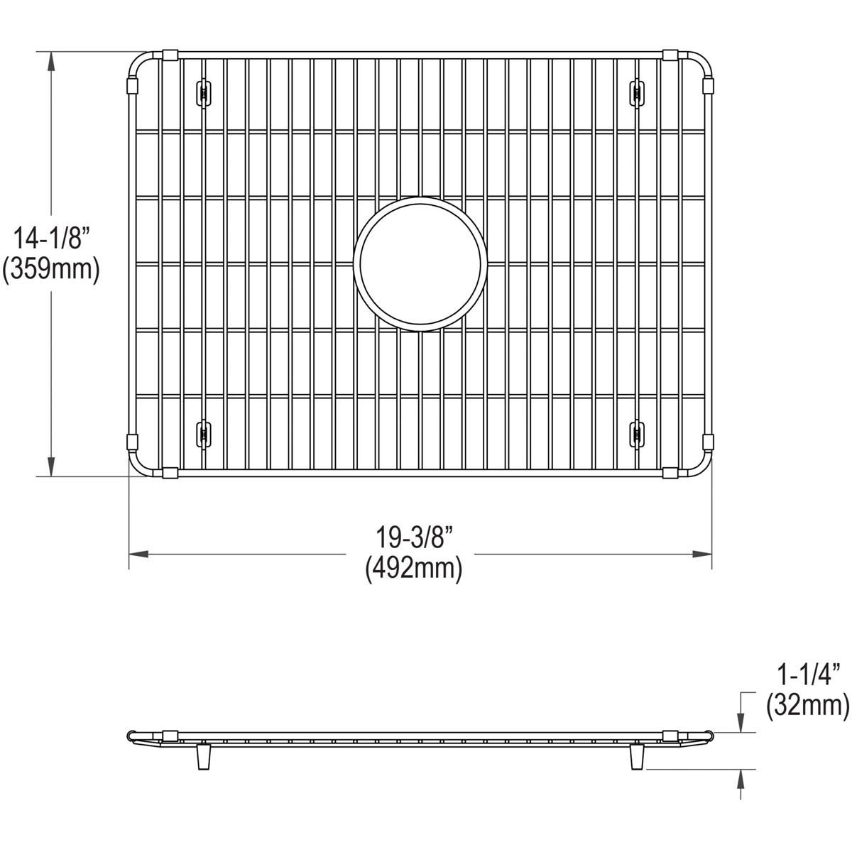 Elkay CTXBG1914 Crosstown Stainless Steel 19-3/8" x 14-1/8" x 1-1/4" Bottom Grid - The Sink Boutique